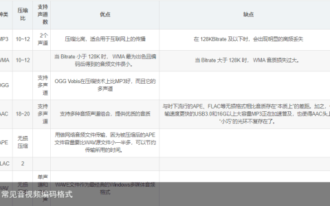 常见音视频编码格式